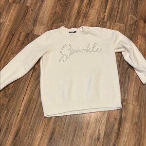 Cream Sweater with Sparkle Embroidery